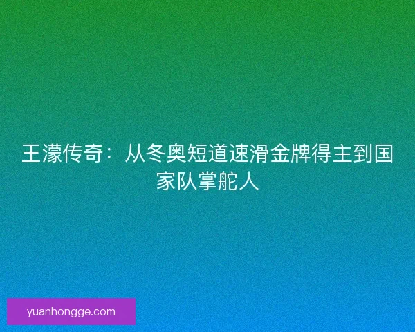 王濛传奇：从冬奥短道速滑金牌得主到国家队掌舵人